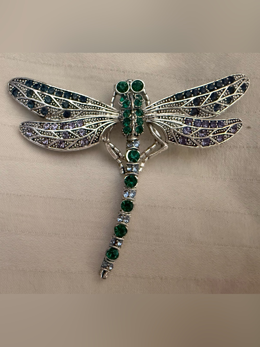 Daisy Fuentes Dragonfly Brooch – Green, Blue & Purple Crystal Rhinestones / NWOT